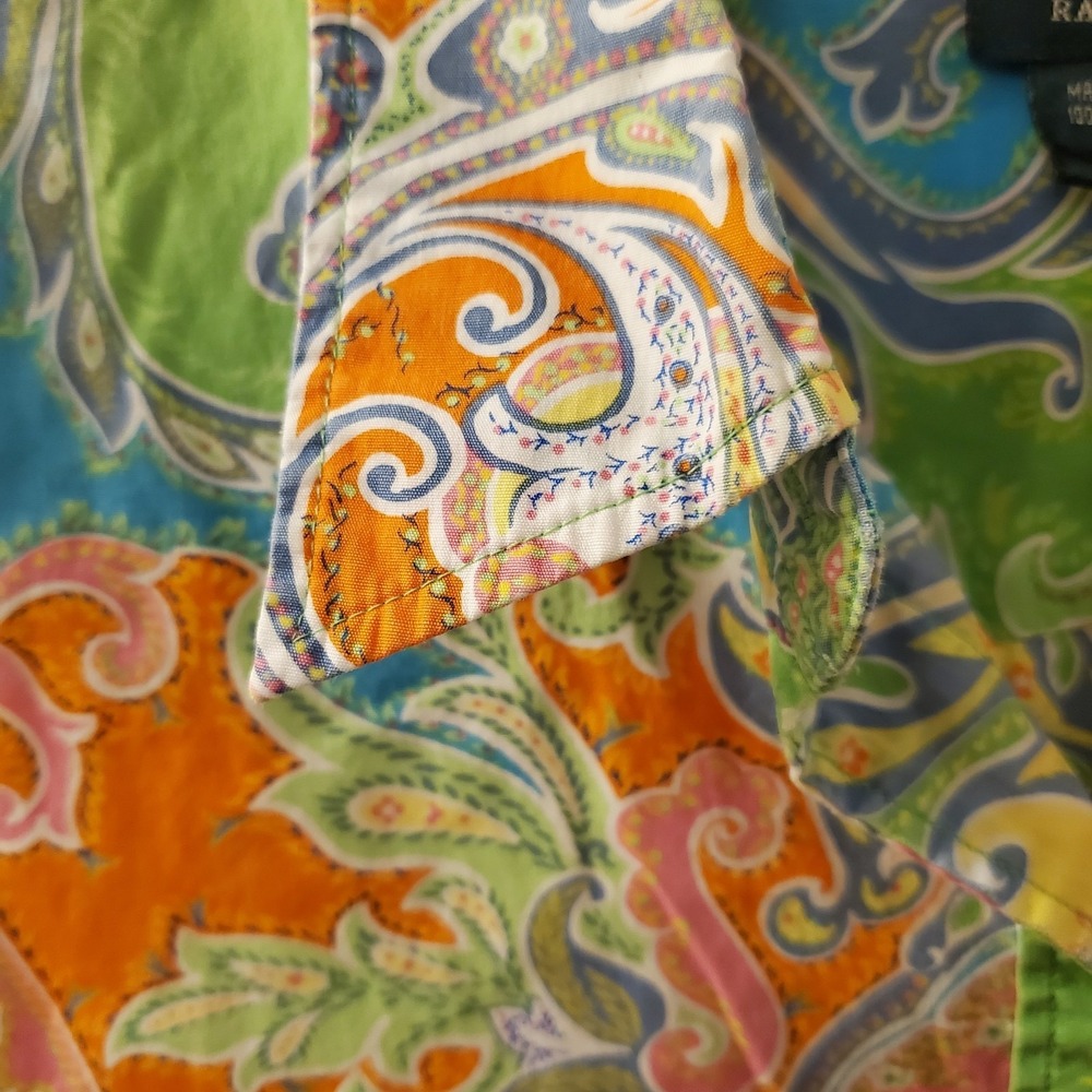 Lauren Ralph Lauren Shirt Women Plus 3X colorful Paisley long Slv Artsy Blouse - Picture 3 of 11
